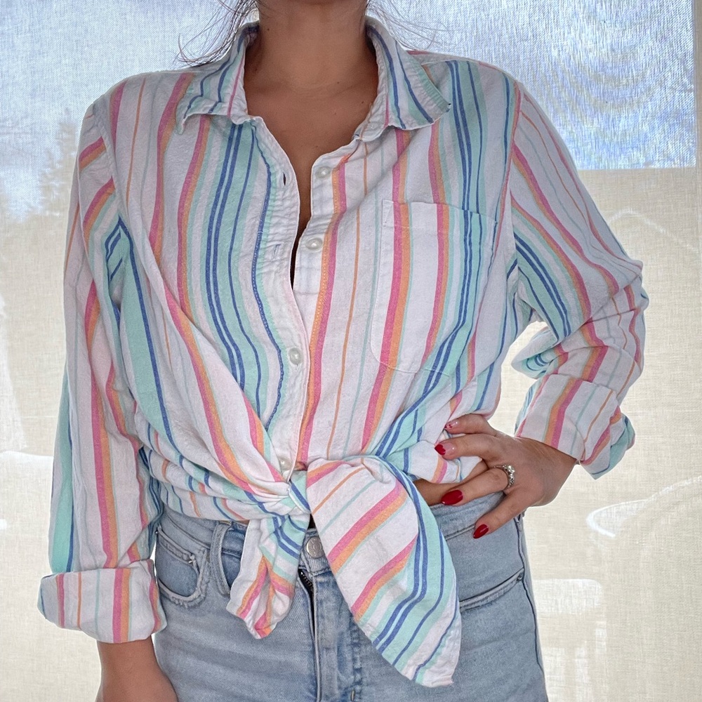 Lovely stripped rainbow button up